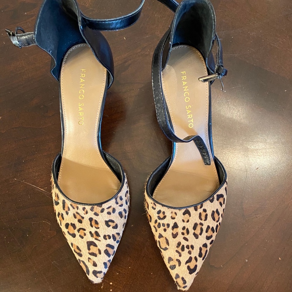 Franco Sarto cheetah toe heels